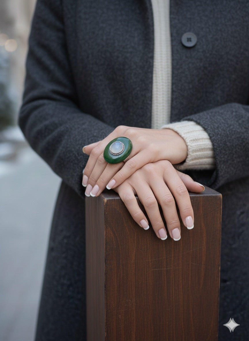 Bague vert "Hiver Digital"