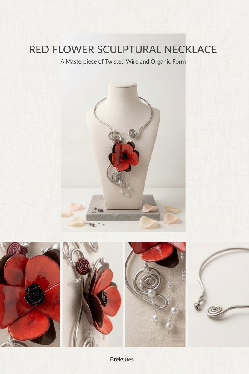 Collier Coquelicot Sculptural - Élégance Florale Unique