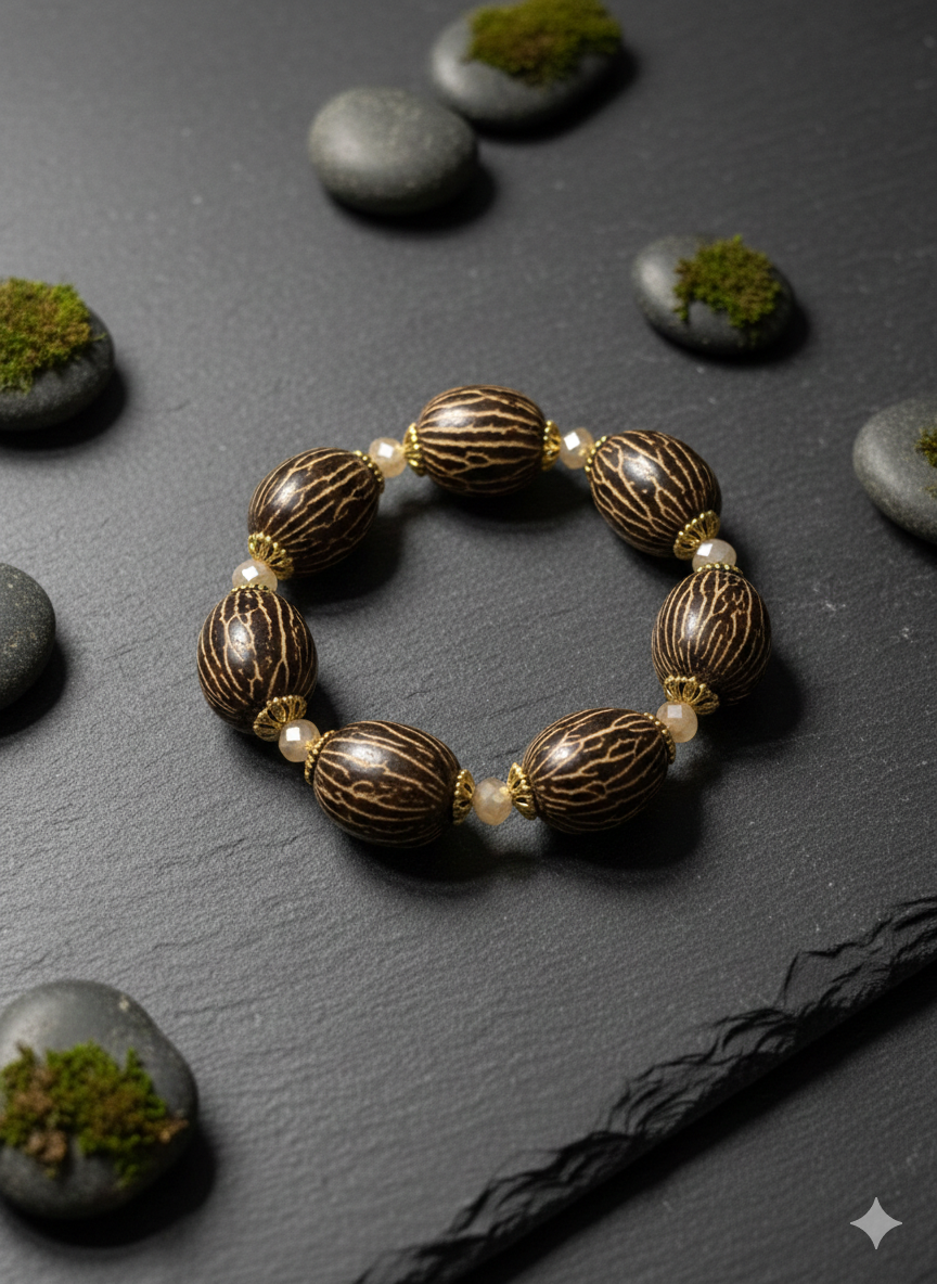 🌿 Bracelet Zen en Graines Naturelles "Écorce Sacrée"