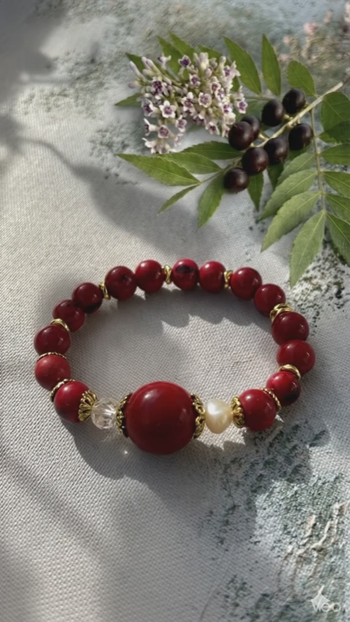 BRACELET Rouge Vibrant (Corail/Coquelicot) : La Passionnée Rayonnante